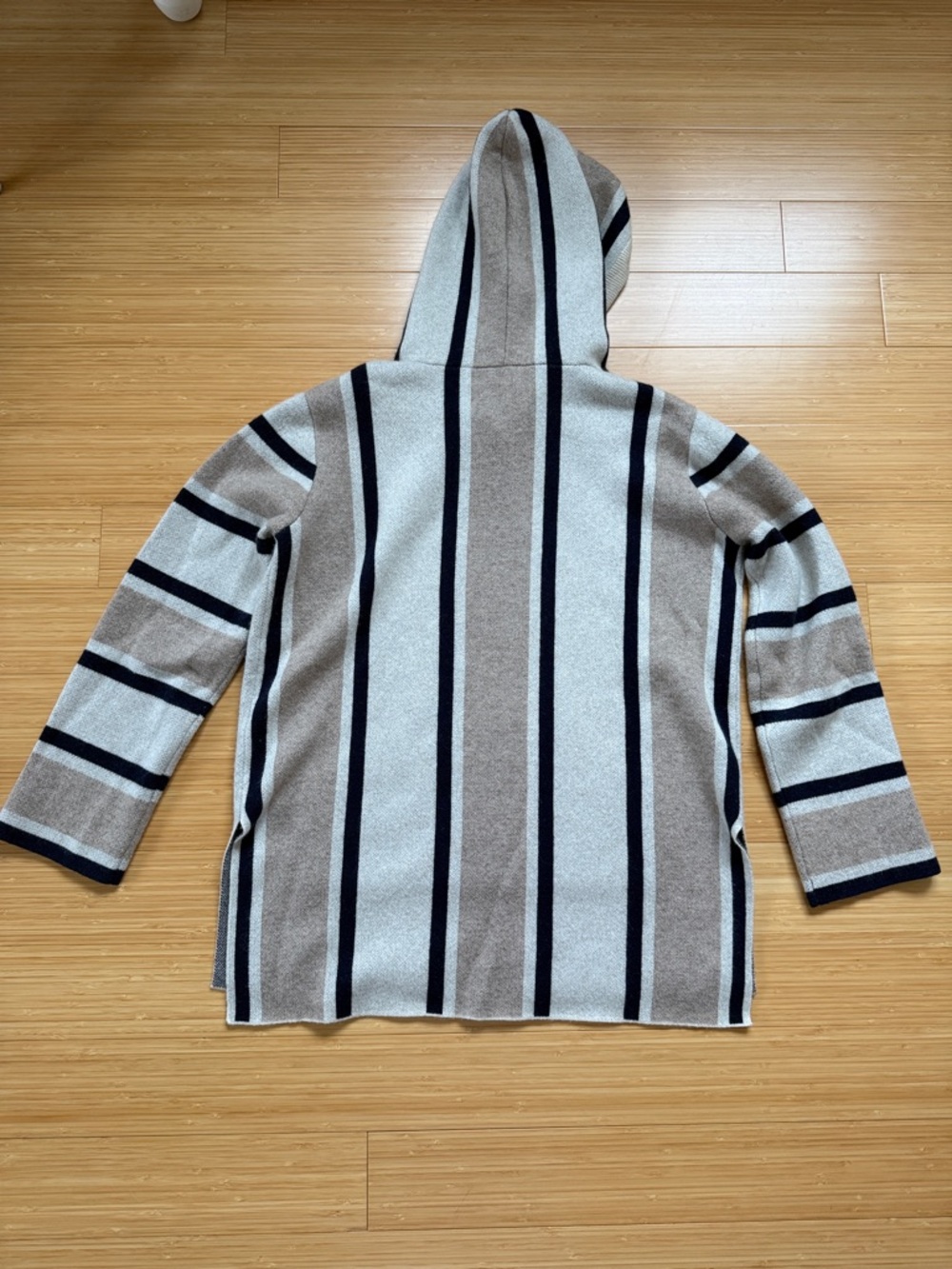 La Ligne Baja Striped Cashmere Hoodie In Heather Cream/heather Tan/navy size XS - Picture 12 of 13